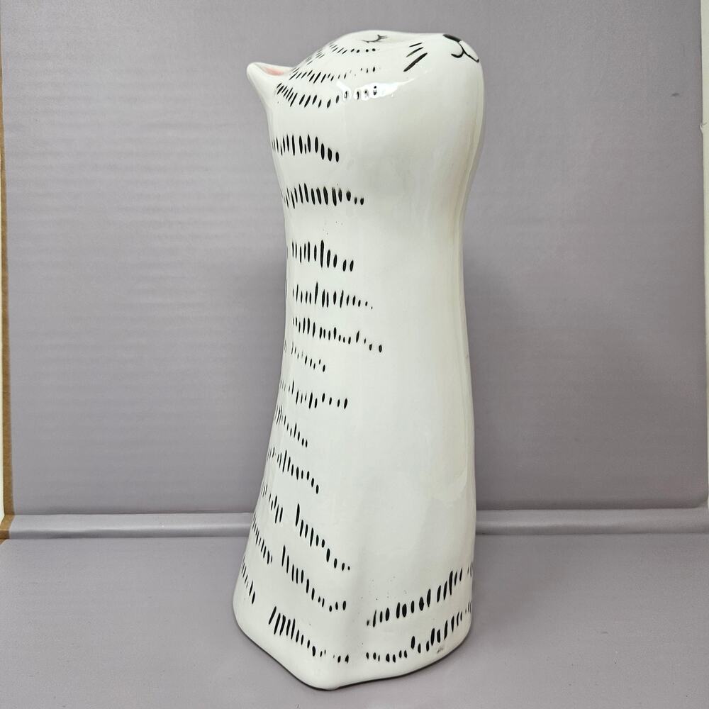 Cat piggy bank White ceramic 10 in
